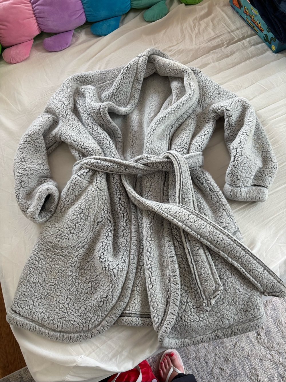 aerie Plush Sherpa Robe in Light Gray